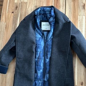 Abercrombie blue cameo lined pea coat boys size 7/8